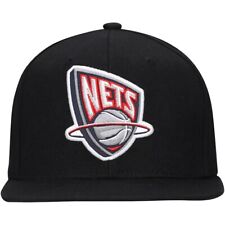 New Jersey Nets Mitchell & Ness HWC Logo Satin Undervisor Snapback Hat - Black