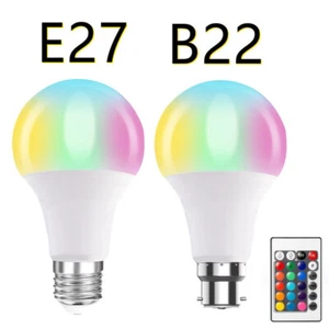 B22 E27 RGB 9W Led Light Bulb 16 Colour Changing Remote Controlled Bayonet Lamp - Picture 1 of 13