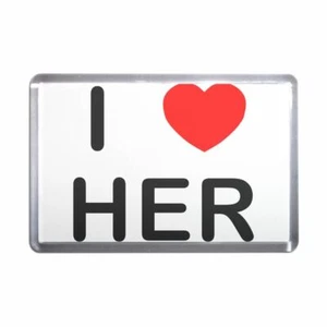 Her I Love Heart Plastic Fridge Magnet (S, M, L, XL) - Picture 1 of 10