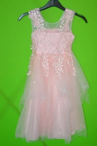 IBTOM CASTLE Niñas Rosa Detalle Cuentas Flor Niña Vestido Ocasión Edad 3-4 años - Imagen 1 de 4
