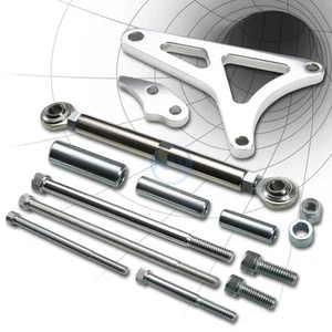 For Ford 351 5.8L Polished Aluminum Alternator Supporting Brackets+Tension Rod - Picture 1 of 4