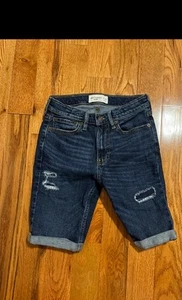 Abercrombie kids 11/12 girls bike Jean shorts cuffed - Picture 1 of 5
