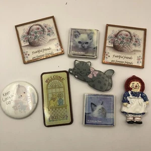 Vintage Magnets Cats, Raggedy Ann, Precious Moments Lot Of 8 - Picture 1 of 16