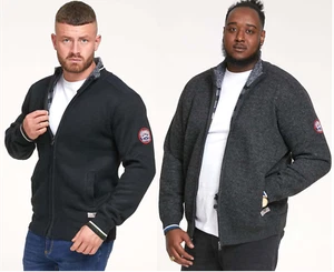 D555 Duke Men’s Plain Knitted Sweatshirt Full Zip Check Jumper Jacket Size S-8XL