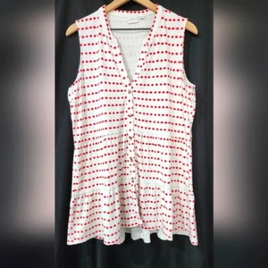 New Directions Women's Top Size XL Pink White Geometric Stripe Cruise Resortwear - Picture 1 of 8