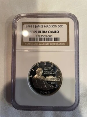 1993-S 50c James Madison Commemorative Half Dollar NGC PF69UCAM Silver Half - Image 1 of 2