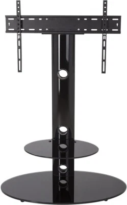 AVF FSL800LUB-A Lugano 椭圆形 Pedestal TV Stand with Black Glass Shelves - 65 电视 — 第 1/4 张图片