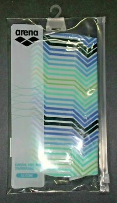 Arena Silicone Swim Cap Unisex Blue and Green Stripes Swimming Cap