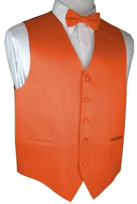 Men's Mandarin Satin Tuxedo Vest & Bow-Tie Set. Formal, Wedding, Prom, Cruise - Image 1 of 4
