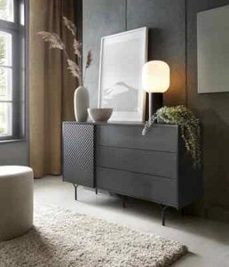 Midnight Black Living Room Furniture Set Sideboard Cabinet TV Stand Cabinet Unit - Picture 1 of 10