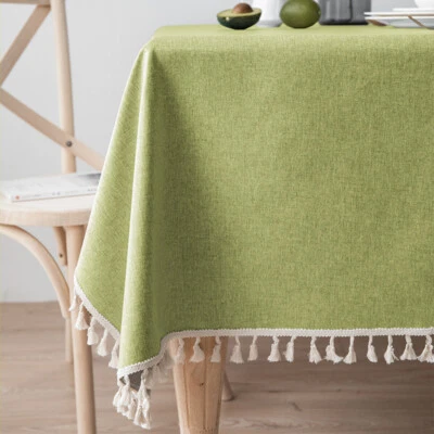 1X Rectangle Tablecloth PVC Oilproof Waterproof Tablecloth Tassels Table Cloth - Image 1 of 4