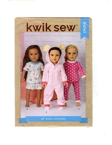 Schnittmuster für 18 Zoll Puppenkleidung, Kwik Sew K4343, Overall, ungeschnitten F/F - Bild 1 von 3
