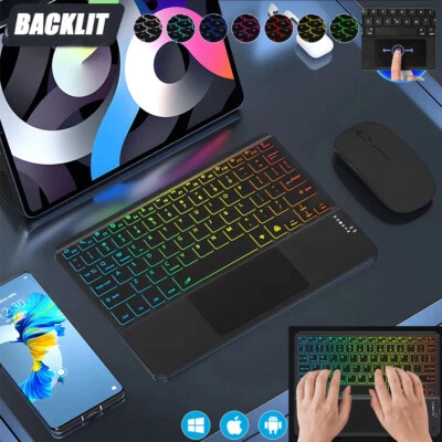 Bluetooth Backlit Touchpad Keyboard Mouse For Samsung Galaxy Tab A7 A8 A9 S9 S8 - image 1 of 4