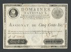 France 500 francs 1790 Assignat Very Fine Ttb World Paper Money