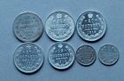 Lot of 7 coins Russia Empire kopecks 5, 15, 20 old silver coins