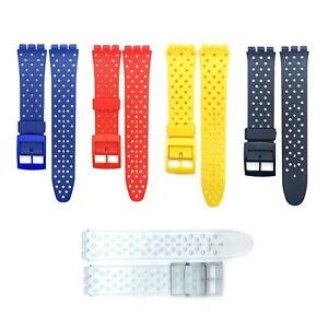 Swatch Watch Band Replacement 17 MM Plain With Holes Blue, Red, Yellow, Black