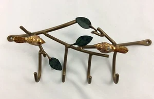 SPI San Pacific Int'l Cast Iron Little Sparrows W Leaves Key Hooks Rustic Charm - Picture 1 of 4