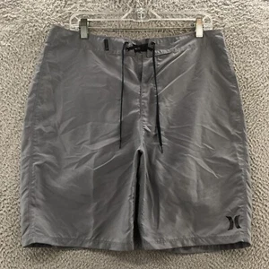Hurley Board Shorts Mens 32 (actual 34x9) Gray Mid Rise Flat Front Drawstring - Picture 1 of 19