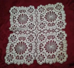 Vintage/Handmade 9 in. X 9 in. Ecru/Off White Square Shaped Crocheted Doily - Picture 1 of 1