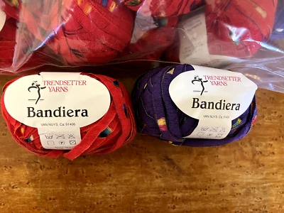 Trendsetter Yarns Bandiera - Large Lot of 20 Balls - Red, Purple - Cotton Blend - Image 1 of 3