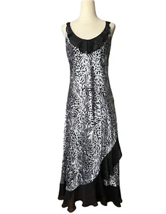 Oscar De La Renta Fairy Whimsical Sheer Trim Maxi Slip Dress Vtg S Animal Print - Picture 1 of 14