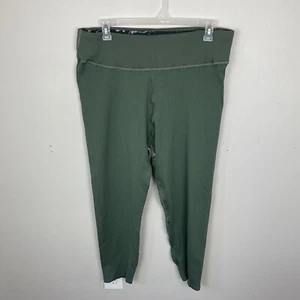 Good American Ribbed Knit Seamless Leggings Size 7/8 Stretch High Rise Green - Picture 1 of 7