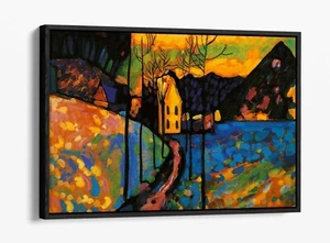 KANDINSKY 15 -DEEP FLOATER/FLOAT EFFECT FRAMED CANVAS WALL ART PRINT- BLUE - Picture 1 of 12
