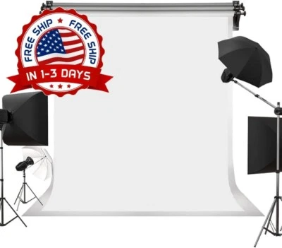 Fondo De Fotografia Negro Solido Para Estudio De Video De 10X12 Ft , Blanco NEW. - Image 1 of 4