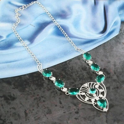 Апатит кварца драгоценных камней серебро покрытием заявление ожерелье ювелирные изделия 18» - Изображение 1 из 3