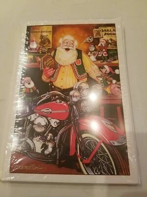 PAUL OXMAN HARLEY DAVIDSON CHRISTMAS CARDS #X326 HARLEY SANTA TOY SHOP (10)