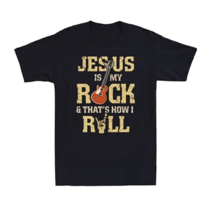 Jesus Is My Rock And That's How I Roll Funny Gift For Christians Men's T-Shirt - Picture 1 of 10