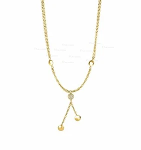 Collar Doble Hilo Oro 14K 0.10 Ct. Diamantes Puff Circle Element - Imagen 1 de 1