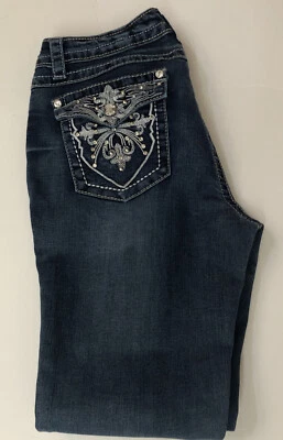 ViviDiva Jeans Women’s Size 12 Silver Bling Jeweled Pockets Skinny Ankle - Image 1 of 4