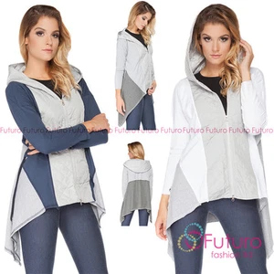Para mujer Abrigo Acolchado Asimétrico con Capucha Poncho Parka Capa Chaqueta Talla 8-14 FT2065 - Imagen 1 de 5