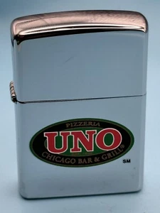 Vintage 1999 UNO Pizzeria Salesman Sample High Polish Chrome Zippo ZipLight New - Picture 1 of 5