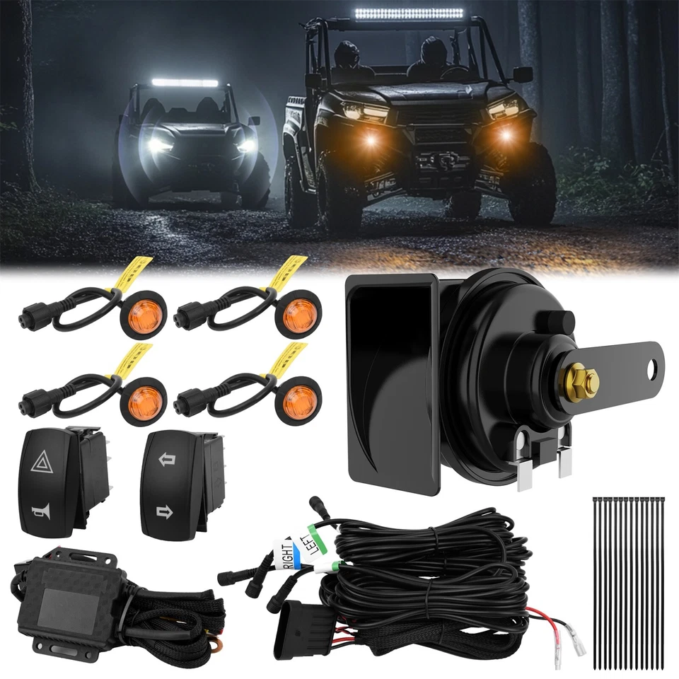 UTV Turn Signal Kit w/ 110D Horn Street Legal Universal for Polaris Ranger RZR - Image 1 of 4