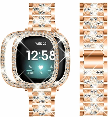 Bling Women Watch Band Strap + Bling Cover For Fitbit Sense / Fitbit Versa 3 - Image 1 of 4