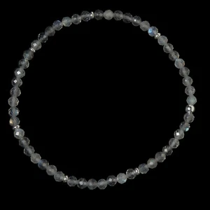 Labradorit Edelstein-Armband Stretch Perlenarmband D684 - Picture 1 of 2