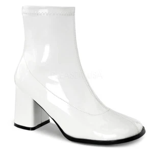 White Disco 60s 70s Hippie GoGo Brady Bunch Halloween Costume Ankle Boot Booties - Picture 1 of 5