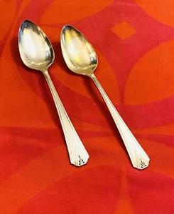Plato comunitario Oneida Deauville plateado Art Deco 2 cucharas para servir 8 3/8" - Imagen 1 de 6