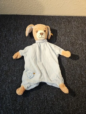STEIFF Blue & Brown Good Night Puppy Dog Security Blanket Lovey #239694 - Image 1 of 4