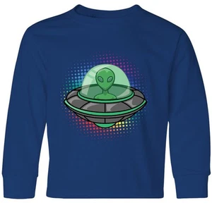 Inktastic Spaceship Funny Alien Outer Space Youth Long Sleeve T-Shirt Ufos Tee - Picture 1 of 4