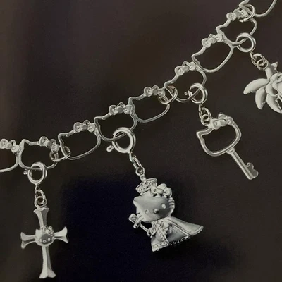 Lot de breloques Hello Kitty en argent 925 avec collier et bracelet 14 pièces... - Photo 1/4