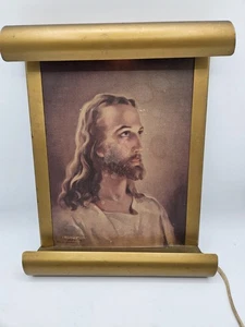 Vintage Mid Century Modern Lighted Litho/Lithograph of JESUS Christian/Catholic! - Picture 1 of 14