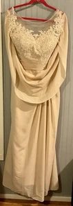Mother Of The Bride/Wedding Dress. Size 14. Light Beige Chiffon. - Picture 1 of 7