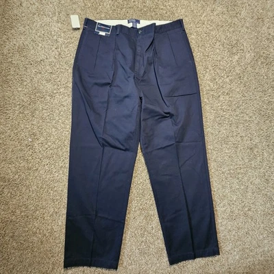 NWT Vintage Polo Ralph Lauren Andrew Pant Navy Blue 44x32 Men's Classic Pleated - Image 1 of 4