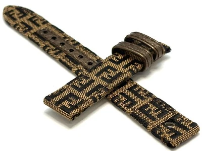 Correa de reloj Fendi 3800L genuina OEM cuero/negro/tela 14 mm x 14 mm NUEVO Foto 1 de 3