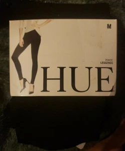 Hue Ponte Leggings U13833 Black Mid Rise/Back Pockets/Faux Front Pockets & Fly/M - Picture 1 of 2