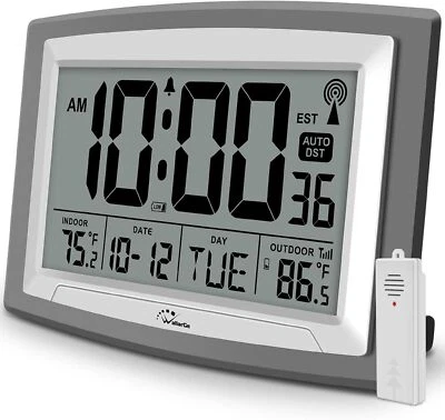 Reloj digital de ajuste automático con pantalla grande de 12,5 pulgadas, reloj de pared a batería Foto 1 de 4