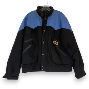 Vintage Rip Curl Jacket Mens Large Black Blue 80s Canvas Chore Surfer Reversible - Picture 1 of 14